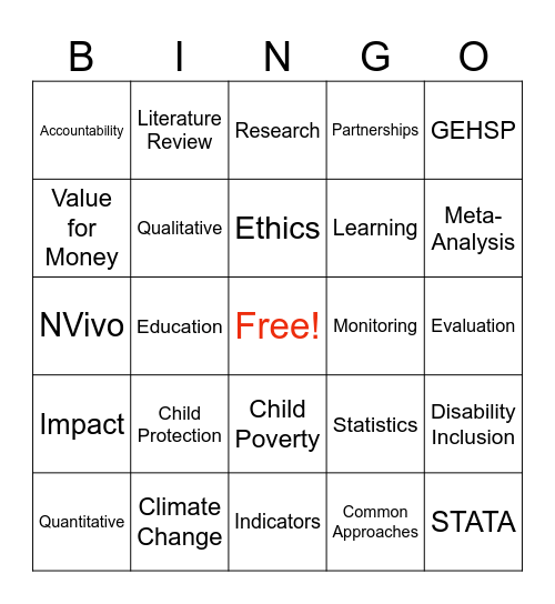 Research & Evidence Bingo Card