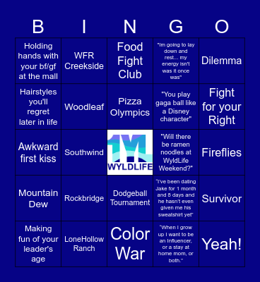 WyldLife Bingo Card