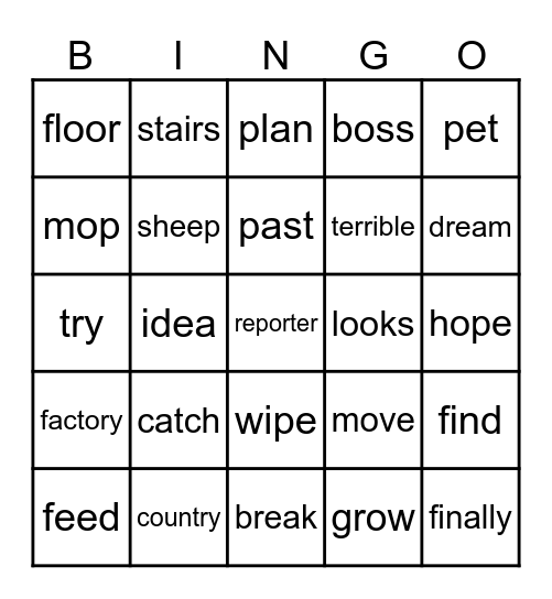 L3 L4 Vocabulary Review Bingo Card