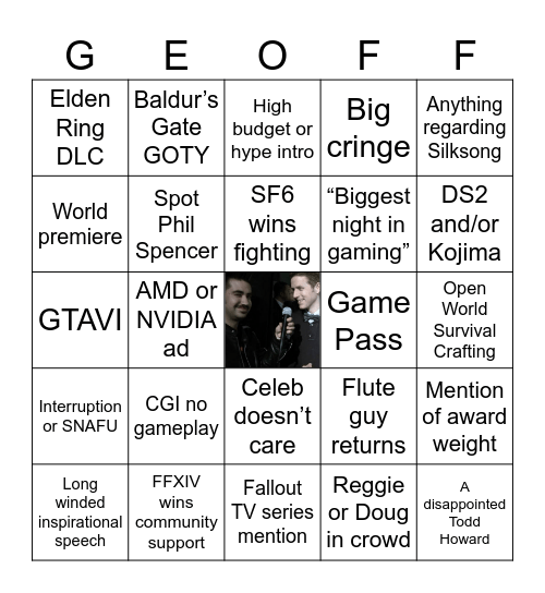 Game Awards 2023 Bingo Card