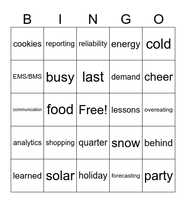 B734 Bingo Game! Bingo Card