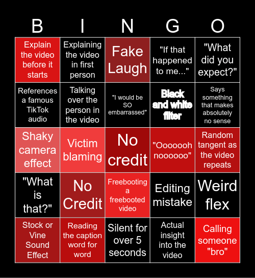 SSSniperwolf Bingo Card