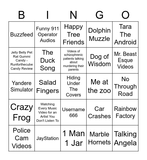 Scrolling Through Youtube at 3am at 10 years old Bingo Card