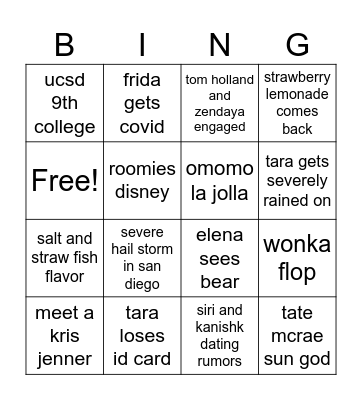 tara's 2024 bingo card Bingo Card