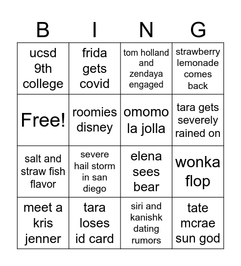 tara's 2024 bingo card Bingo Card