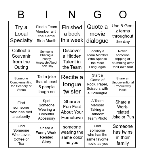 Confluence Bingo Card