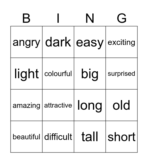 Solutions Elementary 5B comparison Bingo Card