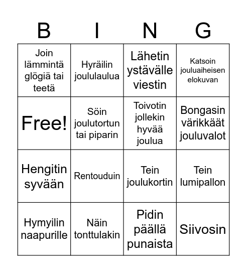 Joulubingo Card