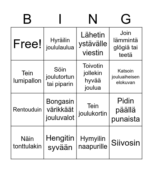 Joulubingo Card