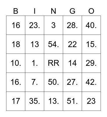 JULEEDITION #1 Bingo Card