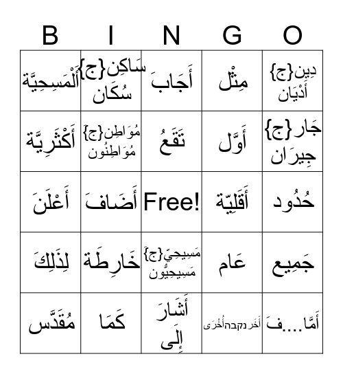 دَوْلَة إِسْرَائِيل Bingo Card