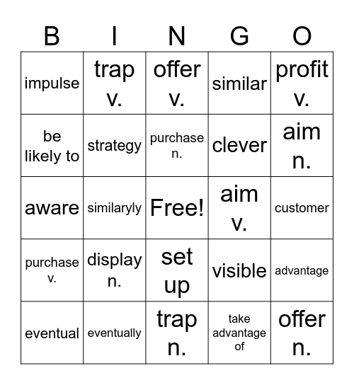 LT Book I Lesson 8 Bingo Card