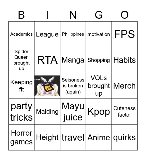 Mayuyu's fact bingo sheets Bingo Card