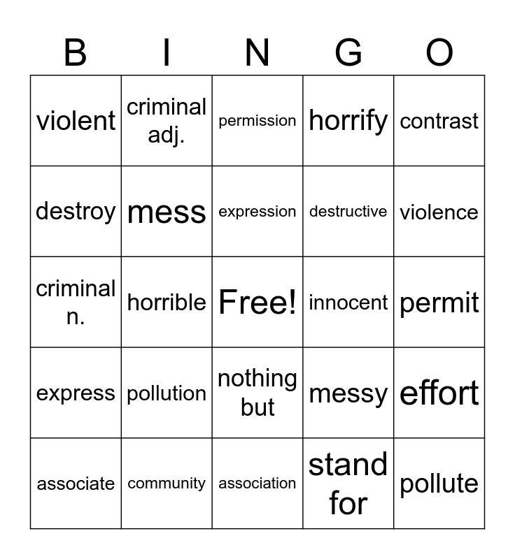 LT Book I Lesson 9 Bingo Card