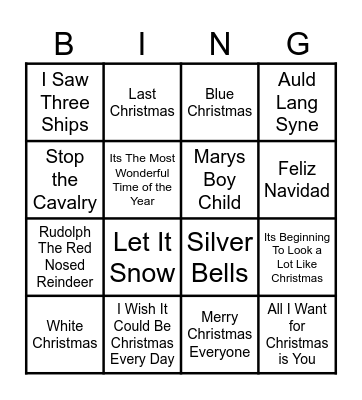 Christmas Songs Bingo Card