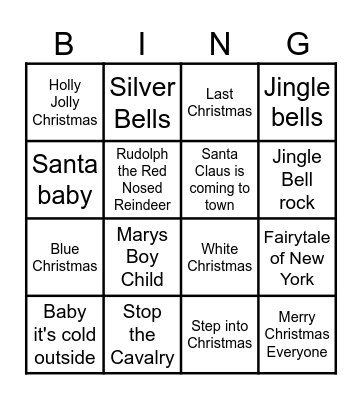 Christmas Bingo Card