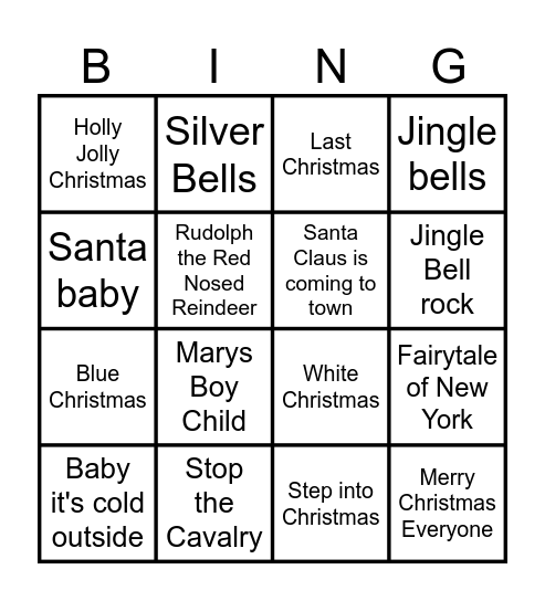 Christmas Bingo Card