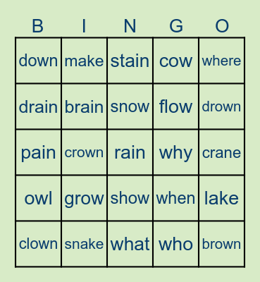 Jack's Bingo Autumn Term Taught Sounds Bingo Card