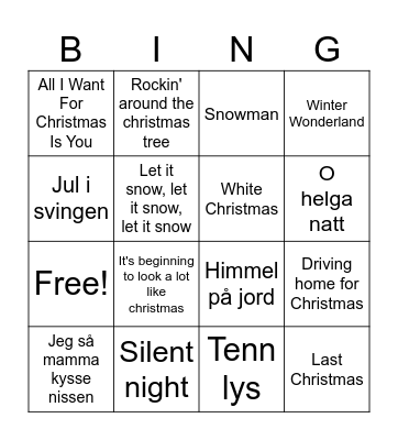 JULEBINGO Card