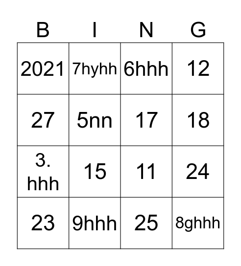 Bingo Musical Bingo Card