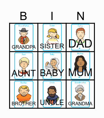 Family Members Bingo Card