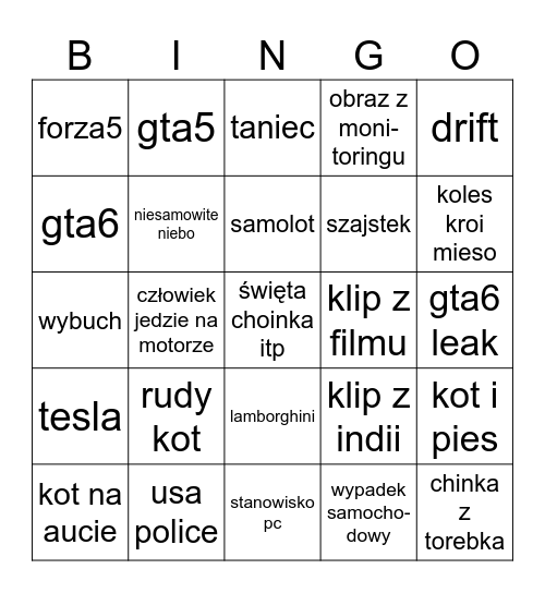 oga booga Bingo Card