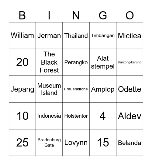 Punya Saki Bingo Card