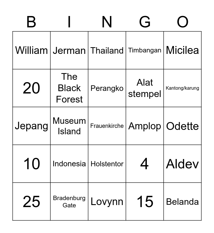 Punya Saki Bingo Card