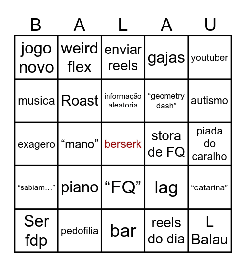 BALAU Bingo Card