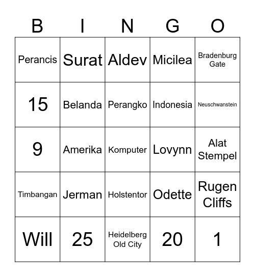 Raga Bingo Card