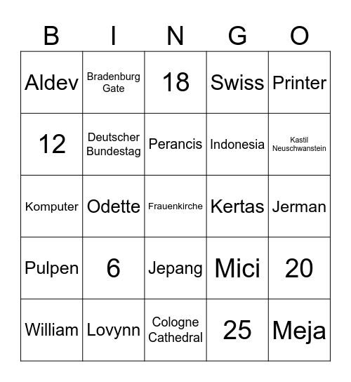 Punya Sze Bingo Card