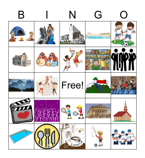 Lugares y Pasatiempos Bingo Card