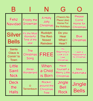 Holiday Fun! Bingo Card