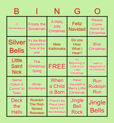 Holiday Fun! Bingo Card