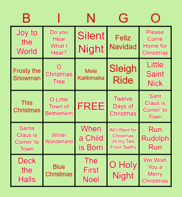 Holiday Fun! Bingo Card