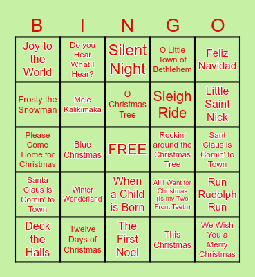 Holiday Fun! Bingo Card