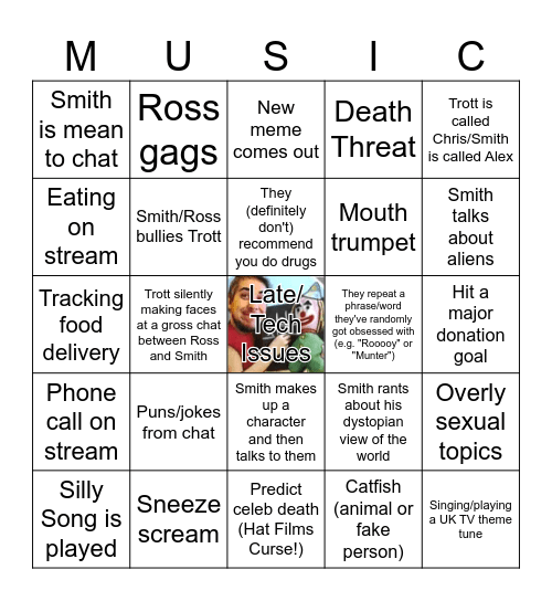 Hat Films Music Stream Bingo Card