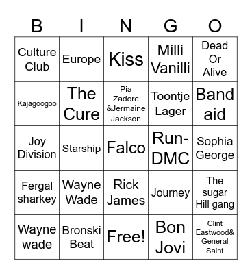 Renate’s jaren 80 Bingo Card