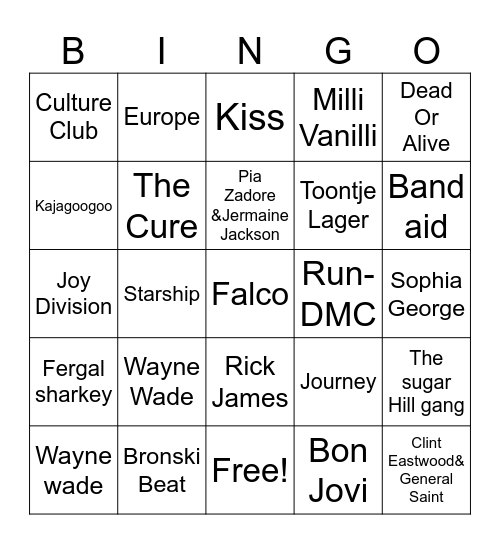 Renate’s jaren 80 Bingo Card