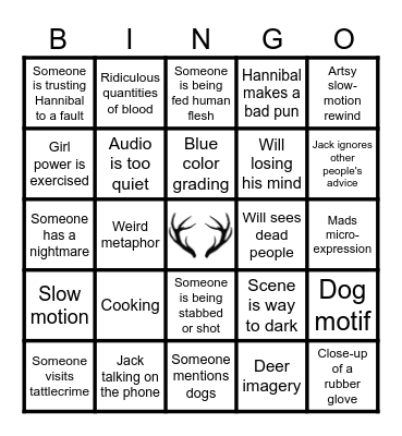 NBC Hannibal Bingo Card