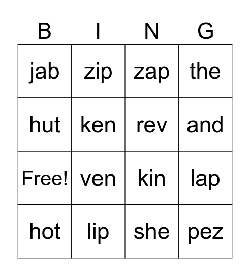 Unit 1 Bingo Card