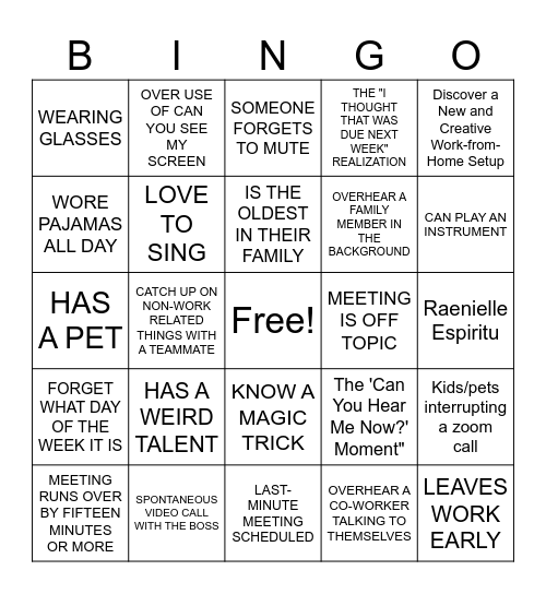 Untitled Bingo Card
