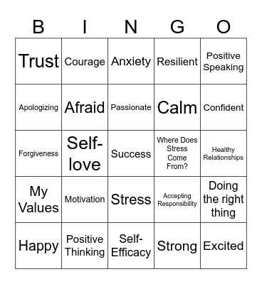 SEL Bingo Card