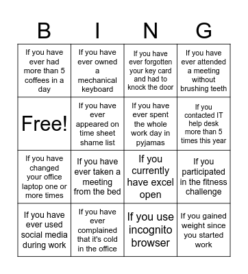 Office bingo Card
