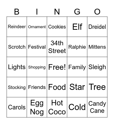 Holiday Bingo Card