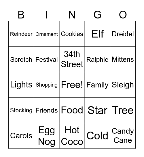 Holiday Bingo Card