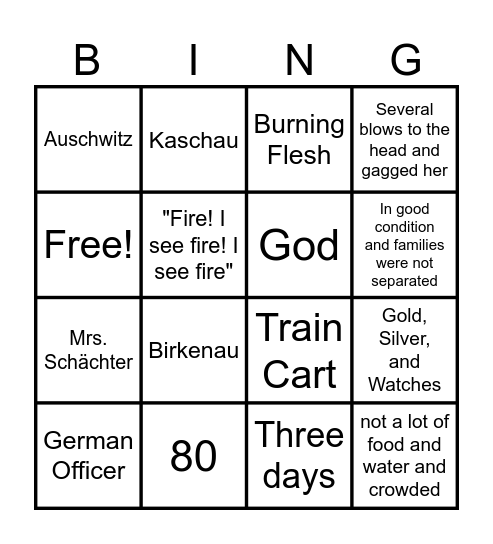 Night: Section 3 Recap Bingo Card