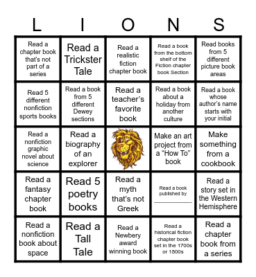 Fifth Grade Book Bingo Card