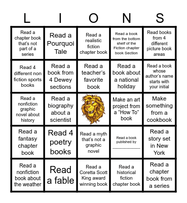 Fourth Grade Book Bingo Card