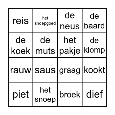 pepernoten bingo Card